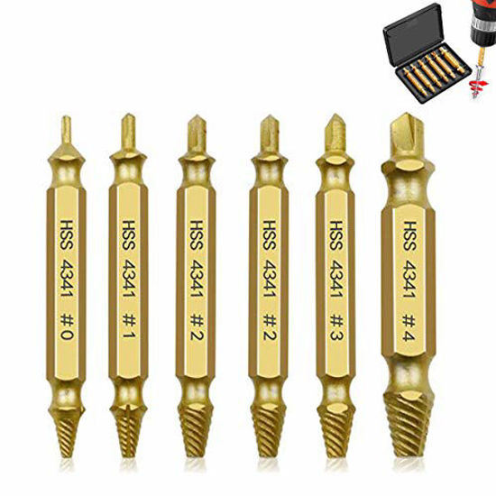GetUSCart- 6 Pcs Damaged Screw Extractor Kit and Stripped Screw Extractor  Set, Easy Out Broken Bolt Remover, Screw Remover Set Made From H.S.S 4341  High Speed Steel With Hardness 63-65hrc (Golden)