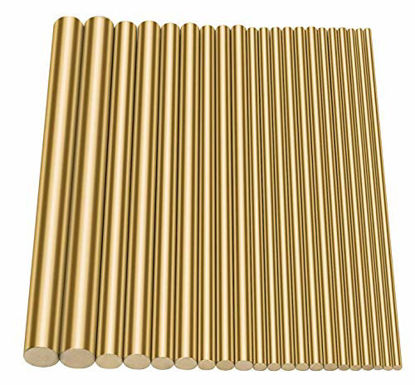 Picture of Sutemribor Brass Round Rods Bar Assorted Diameter 2-8mm for DIY Craft (21 PCS)