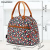 Picture of FlowFly Insulated Lunch Bag for Women, Men, and Kids, Large and Reusable, Handle, Freezable Work and School Travel Tote and Meal Prep Organizer, Waterproof Polyester,Floral