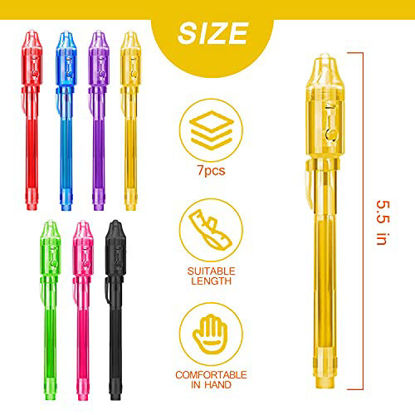 Picture of ZUNTENG Invisible Ink Pen,7Pcs Spy Pen,Invisible Disappearing Ink Pen with uv Light Fun Activity Entertainment for Secret Message and Kids Goodies Bags Toy