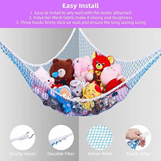 GetUSCart- Toy Hammock for Stuffed Animals, Stuffed Animal Hammock Net, LinXi Kids Children's Large Storage Mesh Toy Net Organizer Hammock Wall Corner Net For Pet Stuffed Animal and Teddy Bear Blue White GetUSCart- Toy Hammock for Stuffed Animals, Stuffed Animal Hammock Net, LinXi Kids Children's Large Storage Mesh Toy Net Organizer Hammock Wall Corner Net For Pet Stuffed Animal and Teddy Bear Blue White