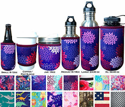 Picture of KOVERZ Neoprene 24-30 oz Water Bottle Insulator Cooler Coolie - Midnight Mums