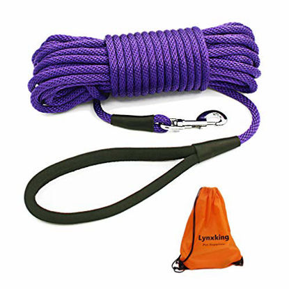 Picture of lynxking Check Cord Dog Lead Long Dog Training Leash Tracking Line with Comfortable Handle Heavy Duty Puppy Rope Lead for Small Medium Large Dogs (15 feet x 3/8 in, Purple)