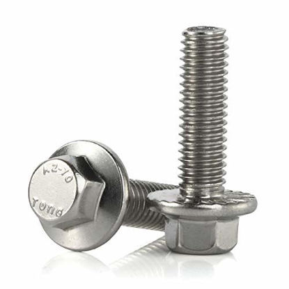 Picture of M6-1.0 x 45mm Flanged Hex Head Bolts Flange Hexagon Screws, Stainless Steel 18-8 (304), Plain Finish, 20 PCS