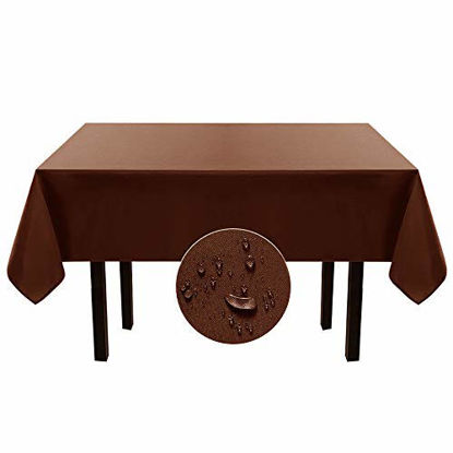 Picture of Softalker Rectangle Tablecloth Waterproof & Stain Resistant Table Cloth Wrinkle Free Fabric Washable 210GSM Polyester Table Cover for Dining/Party/Buffet/Wedding (54x54 inch, Chocolate)