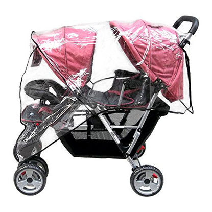 Picture of Aligle Weather Shield Double Popular for Swivel Wheel Stroller Universal Size Baby Rain Cover/Wind Shield Deal (Black)