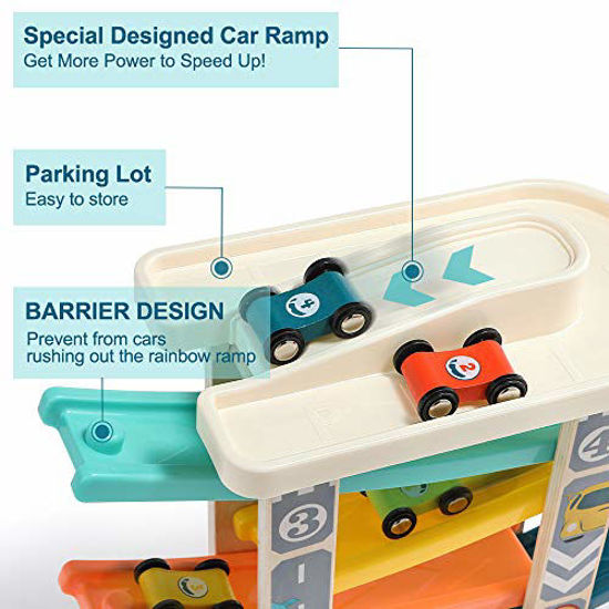 GetUSCart- TOP BRIGHT Toddler Wooden Race Track Car Ramp Toys for 1 2 ...