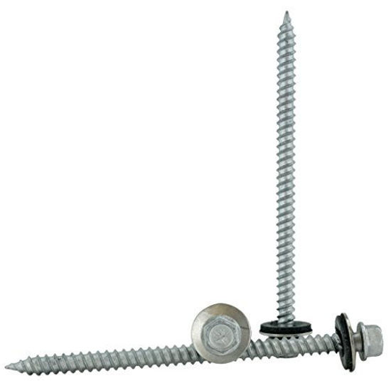 Picture of #9 x 3" Hex Washer Head Metal Roof Screw. Multiple Sizes. Self Starting/self Tapping Metal to Wood, Sheet Metal Roofing, siding Screws with EPDM Washer Seal. for Corrugated Roofing.(#9 x 3")