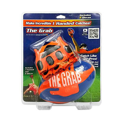 Picture of The Grab Football - Make Incredible One Handed Catches, Game of Catch and Throw Football Toy, Includes 2 Gloves