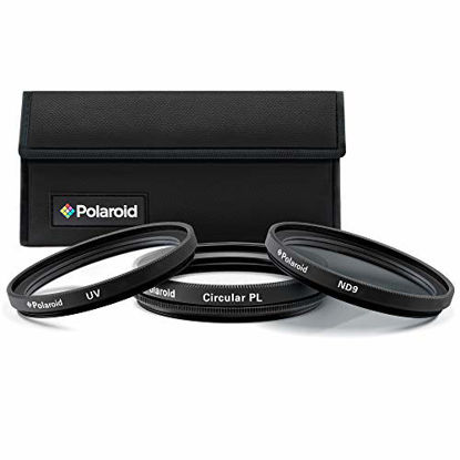 Picture of Polaroid Optics 67mm 3-Piece Filter Kit Set [UV,CPL, Neutral Density] includes Nylon Carry Case - Compatible w/ All Popular Camera Lens Models.