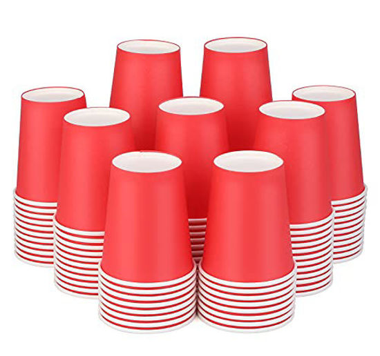 Picture of [110 Pack] Paper Cups 9 Oz, Red Paper Cups Party,Disposable Paper Coffee Cup, Hot or Cold Beverage Drinking Paper Cups, Paper Cups for Party, Picnic, BBQ, Travel, and Event(Red)