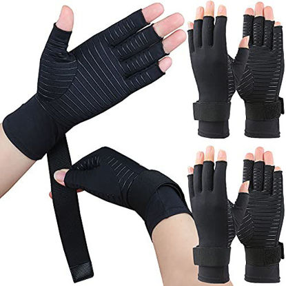 Picture of 2 Pairs Copper Compression Arthritis Gloves with Adjustable Strap,Carpal Tunnel,Typing,Support for Men & Women (Large/X-Large (2-Pair))