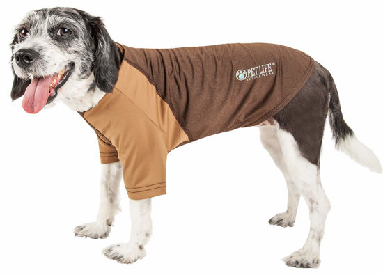 Picture of Pet Life Active 'Hybreed' 4-Way Stretch Two-Toned Performance Dog T-Shirt, X-Small, Brown