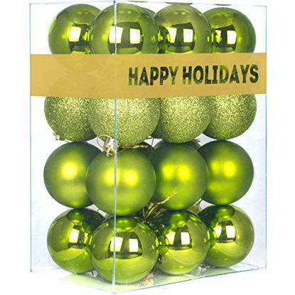 Picture of 24Pcs Christmas Balls Ornaments for Xmas Tree - Shatterproof Christmas Tree Decorations Large Hanging Ball Lemon Green 3.2" x 24 Pack