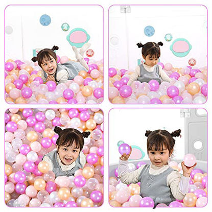 Picture of Ball Pit Balls - Pack of 100 - Pearl 5 Pestel Colors BPA&Phthalate Free Pit Balls Crush Proof Play Ball Soft Plastic Ball for Girl Boy Kids Birthday Pool Tent Party (100Balls).