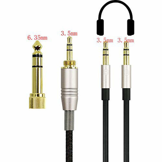 Picture of NewFantasia Replacement Audio Cable Compatible with Hifiman Sundara, Arya, Ananda Headphones 3.5mm and 6.35mm to Dual 3.5mm Connector Jack Male Cord 3.1meters/10ft