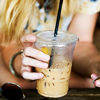 Picture of [50 Pack] 16 oz BPA Free Clear Plastic Cups With Flat Slotted Lids for Iced Cold Drinks Coffee Tea Smoothie Bubble Boba, Disposable, Medium Size