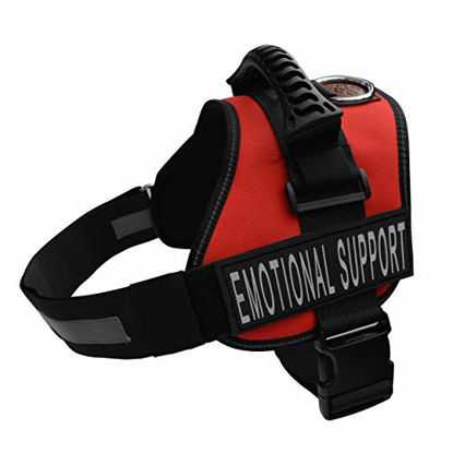 Picture of ALBCORP Emotional Support Dog Vest - Reflective Harness with Adjustable Straps and 2 Hook and Loop Removable Patches, Woven Polyester & Nylon, Comfy Mesh Padding, Sturdy Handle. Medium, Red