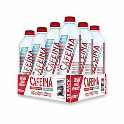 Picture of Cafeina - Caffeinated Spring Water (12 Pack) - 100mg Caffeine, Electrolytes, 7+ pH Balanced, Natural Energy Boost - Ultra Hydrating - Keto Friendly - Kosher - Pre-Workout Boost and Post-Workout Recovery