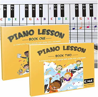 Picture of Piano and Keyboard Note Chart and Complete Color Note Piano Music Lesson and Guide Book 1 and Book 2 for Kids and Beginners; Designed and Printed in USA