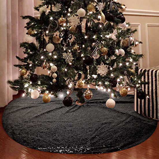 Black sequin christmas tree skirt sale