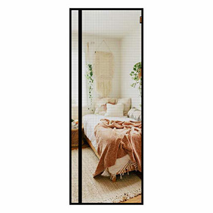 Picture of MAGZO Magnetic Screen Door 30 x 80 Inch, Reversible Left Right Side Opening, High Light Transmission, Windproof, Durable Fiberglass Good Corrosion Resistance, Reinforced Magnetic Stripes (Grey)