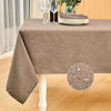 Picture of Mebakuk Rectangle Table Cloth Linen Farmhouse Tablecloth Waterproof Anti-Shrink Soft and Wrinkle Resistant Decorative Fabric Table Cover for Kitchen (Oblong 60 x 120 Inch (10-12 Seats), Flaxen)