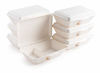 Picture of brheez Bagasse Take-Out White Disposable Pack of 50 (9"x6" - 2 Compartment) Clamshell Lid Containers, Biodegradable, Compostable & Chemical Free