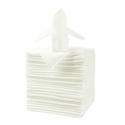 Picture of Ascoza 25pcs Polyester Cloth Napkins - 20 x 20 inch Ivory Dinner Washable Napkins with Hemmed Edges for Restaurant/Wedding/Hotel(25,Ivory)