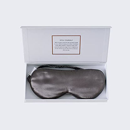 Picture of ZIMASILK 100% 22 Momme Pure Mulberry Silk Sleep Mask,Filled with 100% Mulberry SilkSilk Wrapping Strap- Super Soft & Comfortable Sleep Eye Mask for Sleeping (Blackish Grey)
