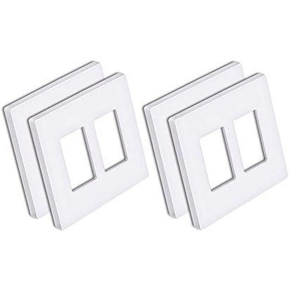 Picture of [4 Pack] BESTTEN 2-Gang Mid Size Screwless Wall Plate, USWP6 Snow White Series, H4.85 x W4.92", Unbreakable Polycarbonate Midway Outlet Cover, for Light Switch, Dimmer, GFCI, USB Receptacle
