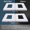 Picture of [4 Pack] BESTTEN 2-Gang Mid Size Screwless Wall Plate, USWP6 Snow White Series, H4.85 x W4.92", Unbreakable Polycarbonate Midway Outlet Cover, for Light Switch, Dimmer, GFCI, USB Receptacle