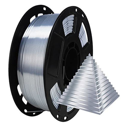 Picture of 1.75mm Silk Pearlescent Metal Silver Shiny PLA Filament, 1kg 3D Printing Material Widely Support for FDM 3D Printer, Pack with Extra Sticker Gift by BBLIFE