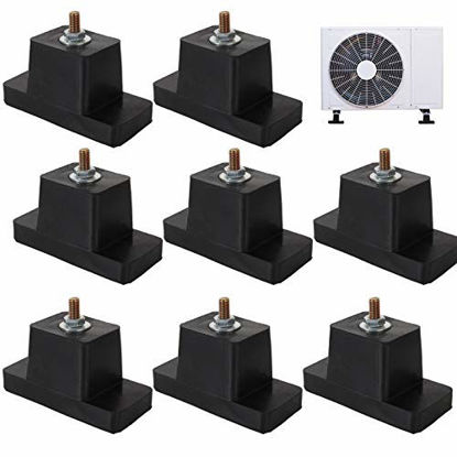 Picture of 8 Pack Air Conditioning Bracket Cushion Anti-Vibration Air Conditioner Mounting Bracket Shock Proof Pads Rubber Vibration Isolator Mounting Bracket for Outdoor Mini Split Air Conditioner Condenser