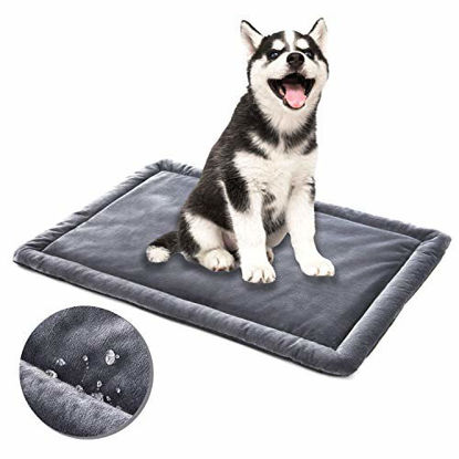 Picture of Allisandro Water-Proof Dog Bed, Washable Mat Crate Pad, Durable Pet Beds Soft Dog Mattress, Anti-Slip Kennel Pads for Dogs, Cats and Small Animal, Grey (39.3 x 27.5)