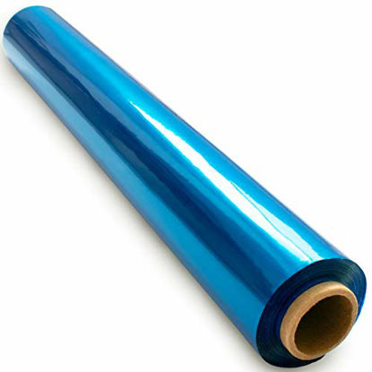 Picture of 200 ft Blue Cellophane Wrap Roll (16 in x 200 ft) - Colored Cellophane Roll - Colored Cellophane Wrap - Blue Transparent Paper - Blue Clear Wrap - Cellophane Roll Blue- Blue Roll - Cellophane Paper