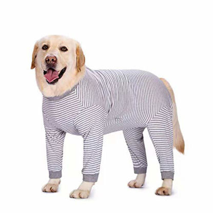 Picture of Yeapeeto Dog Onesie Surgery Recovery Suit for Large Medium Bodysuit Dogs Pajamas PJS Full Body for Shedding, Prevent Licking, Wound Protection, Cone Alternative(Grey 2XL)