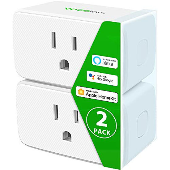 VOCOlinc Smart Plug, Mini WiFi Outlet Socket Works with HomeKit Alexa Google Home Nest Hub, Voice Control, Remote Access, Timer, No Hub Required, 15A
