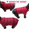 Picture of JoyDaog Fleece Lined Dog Coat with Detachable Hood and Detachable Hind Legs,Warm Puppy Jacket in Winter(Red L)