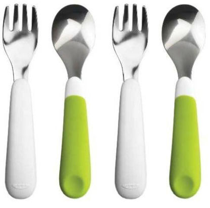 Picture of OXO Tot Training Fork & Spoon Set - 2 Sets - Color: Green