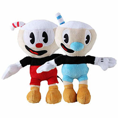 Picture of 2pcs Cuphead Mugman Plush Toy 9.8''(25cm) Mecup and Brocup Soft Stuffed Doll Kids Stuffed Toys