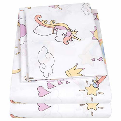 Picture of 1500 Supreme Kids Bed Sheet Collection - Fun Colorful and Comfortable Boys and Girls Toddler Sheet Sets - Deep Pocket Wrinkle Free Soft and Cozy Bedding - Twin, Magical Unicorns