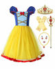 Picture of ReliBeauty Little Girls Elastic Waist Backless Princess Snow White Dress Costume with Accessories Yellow, 4-5/130