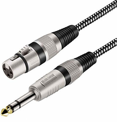 Picture of XLR Female to 1/4 Inch TRS Cables 10 FT/2Pack, Nylong Braided XLR 3 Pin Female to 6.35mm TRS Male Balanced Wire Mic Cord (Pure Copper Conductors)