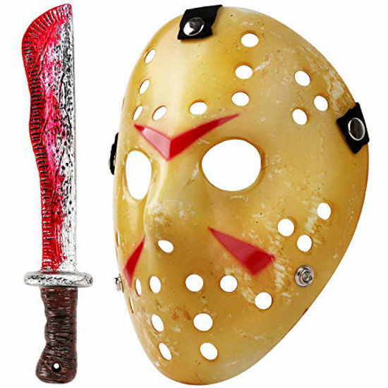 Picture of Mosqueda Cosplay Mask Machete Costume Halloween Horror Yellow