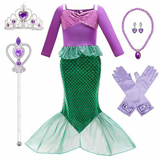 GetUSCart- Little Mermaid Costume Ariel Dress for Toddler Grils Birthday  Party Size 6-7 (K34,130CM)