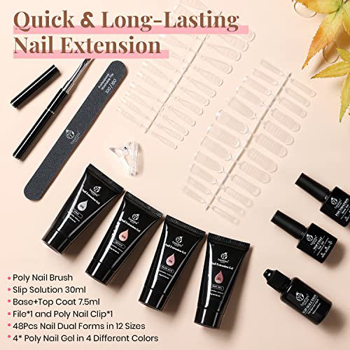 GetUSCart Beetles Poly Nail Extension Gel Kit Clear Nude Pink 1OZ