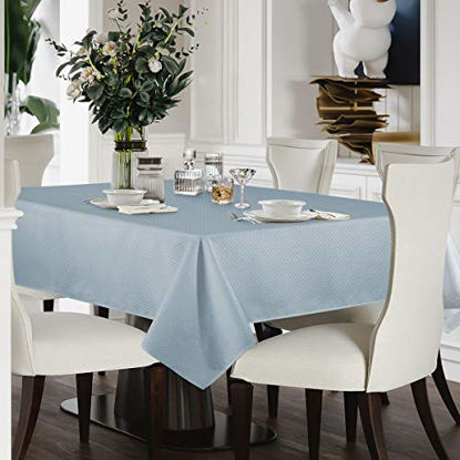 Picture of JUCFHY Jacquard Morrocan Rectangle Table Cloth Oil-Proof Spill-Proof and Water Resistance Tablecloth,Decorative Fabric Table Cover for Outdoor and Indoor Use,60 x 120 Inch,Shadow Blue