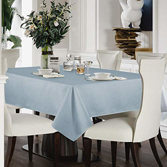 Picture of JUCFHY Jacquard Morrocan Rectangle Table Cloth Oil-Proof Spill-Proof and Water Resistance Tablecloth,Decorative Fabric Table Cover for Outdoor and Indoor Use,60 x 120 Inch,Shadow Blue
