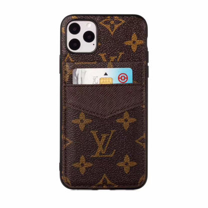 Picture of Fit for iPhone 11 PRO MAX Cases, New Classic Elegant Luxury Monogram Pattern Designer Style Full Protection Cover Case with Cash Card Holder Compatible with iPhone 11 Pro Max (Brown)